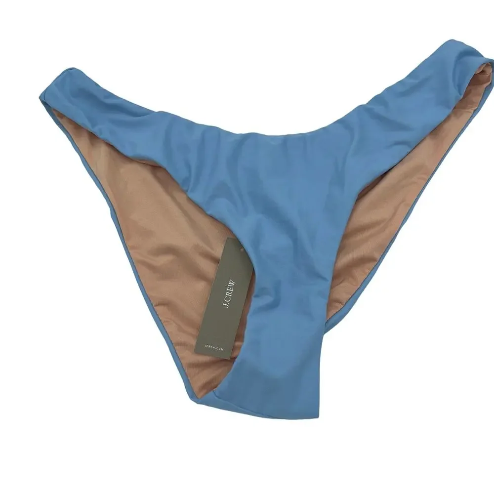 NWT J. Crew Blue Cheeky Curved Waist Bikini Swim Bathing Suit Bottom Size Small
